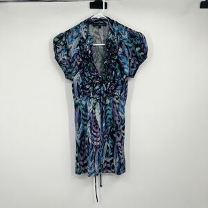 Heart Soul Babydoll SS Ruffle Blouse S Y2K Goth Fairy Core Tie Back Whimsical